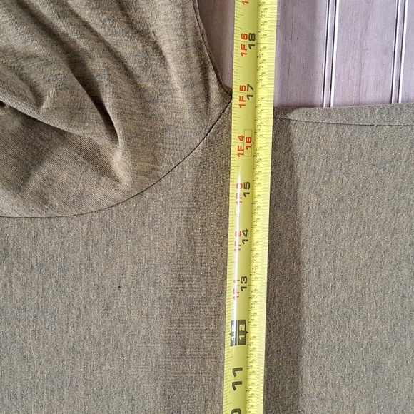 LuLaRoe Olive Green Boho Ruffle Hem Bell Sleeve Loose Fit Modest Midi Dress - Picture 7 of 10